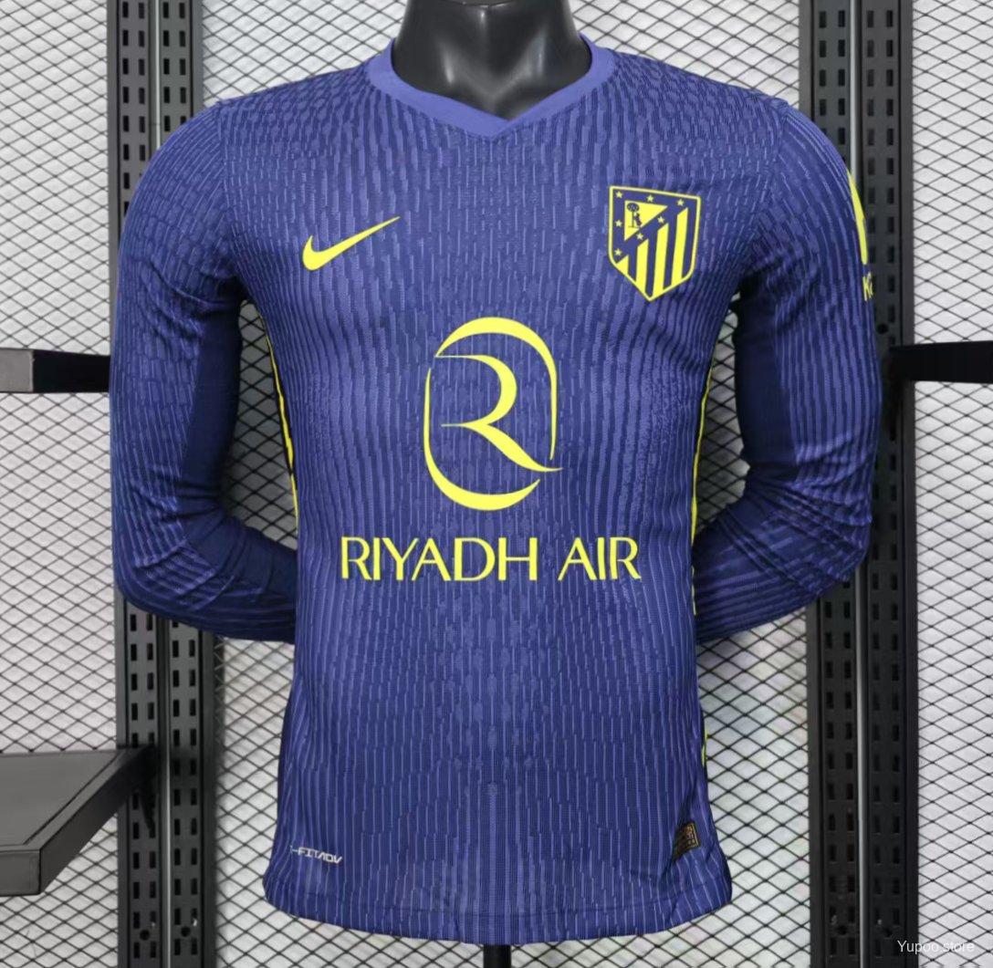 Player Version 25/26 Atlético Madrid Away Blue Long Sleeve Jersey