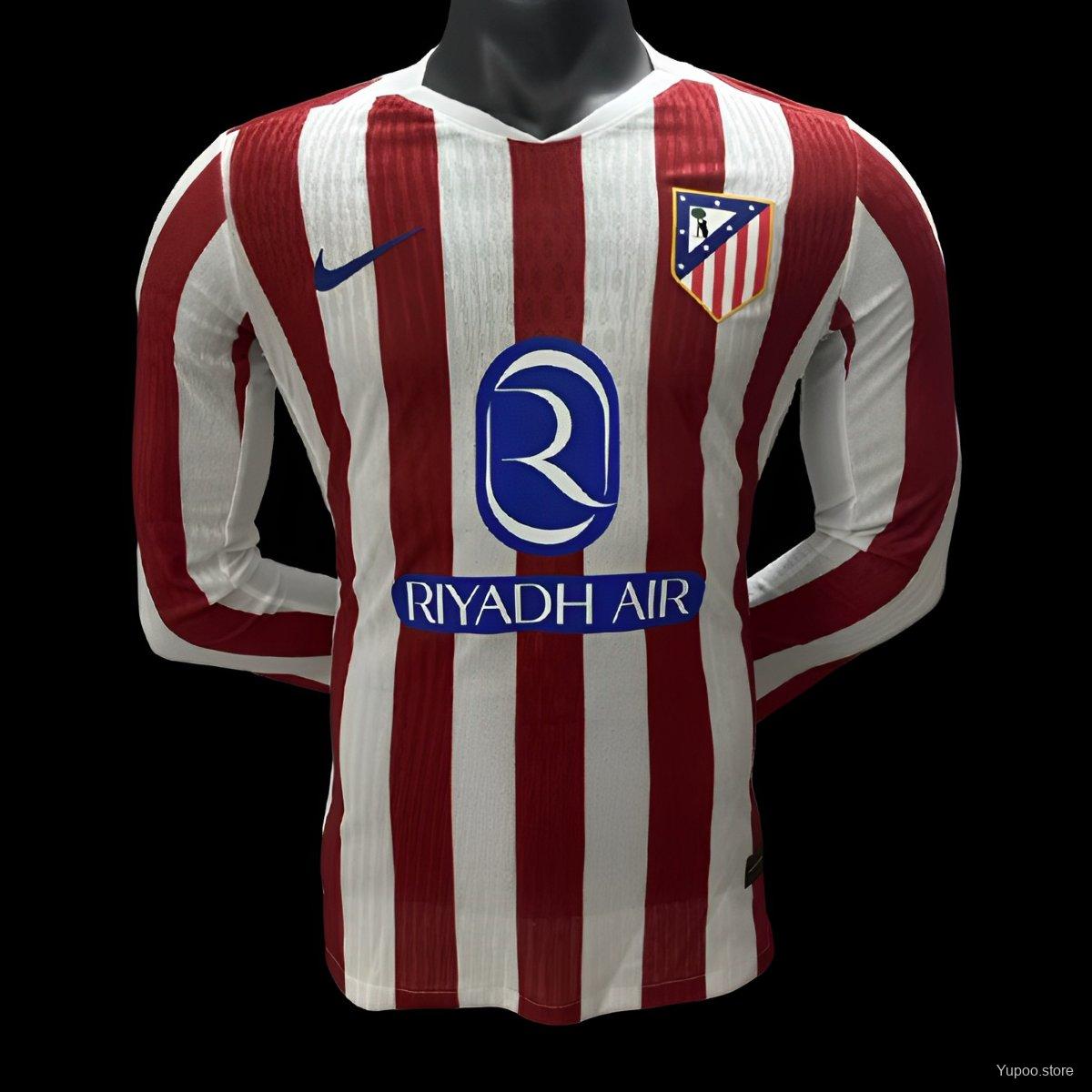 Player Version 2025/26 Atlético Madrid Home Long Sleeve Jersey