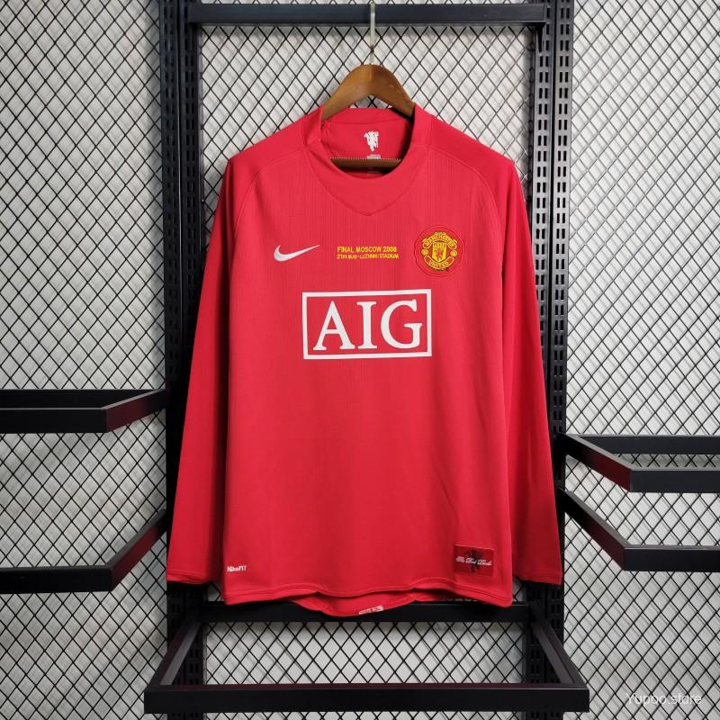 Retro Long Sleeve 07/08 Manchester United Champions League Version Home Jersey